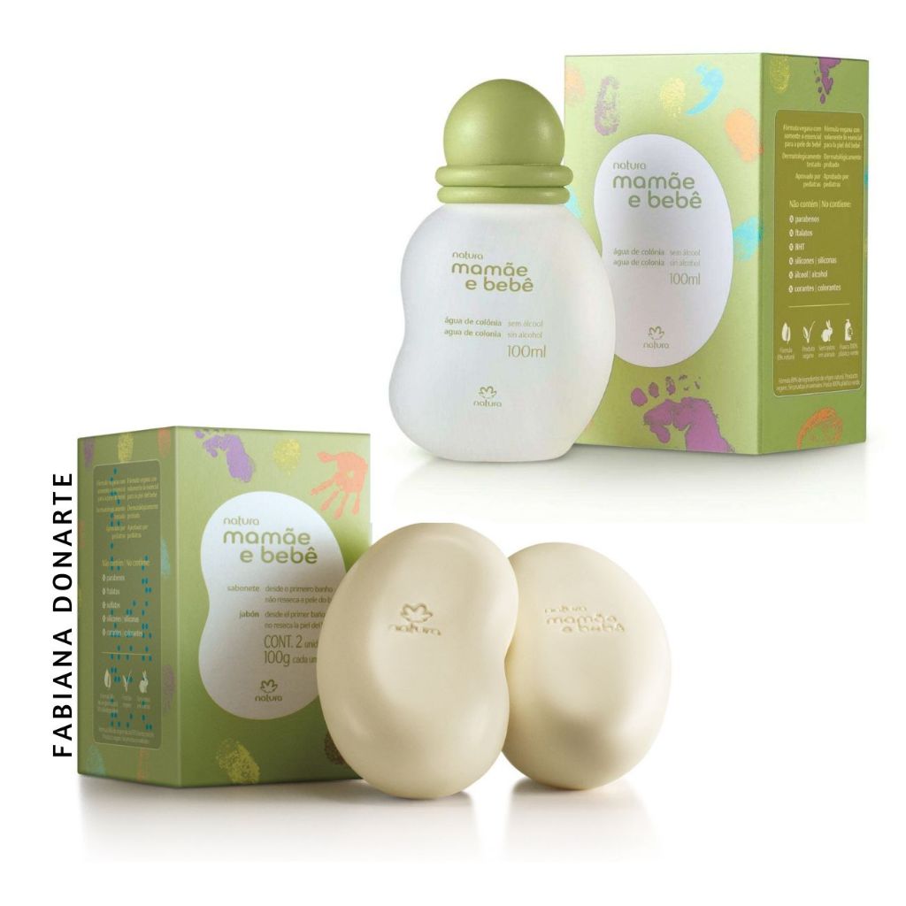 Kit Natura Mamãe e Bebê: Água de Colônia 100mL + Caixa de Sabonete