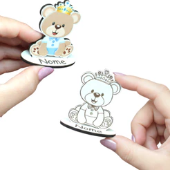 50 Und Lembrancinhas Ursinho Príncipe Personalizada MDF 3mm