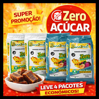 Kit Bananada Zero Adição de Açúcar BanaBrazil 230g Tradicional Muito Baixo Sódio Doce pascoa ameixa em Oferta na Shopee