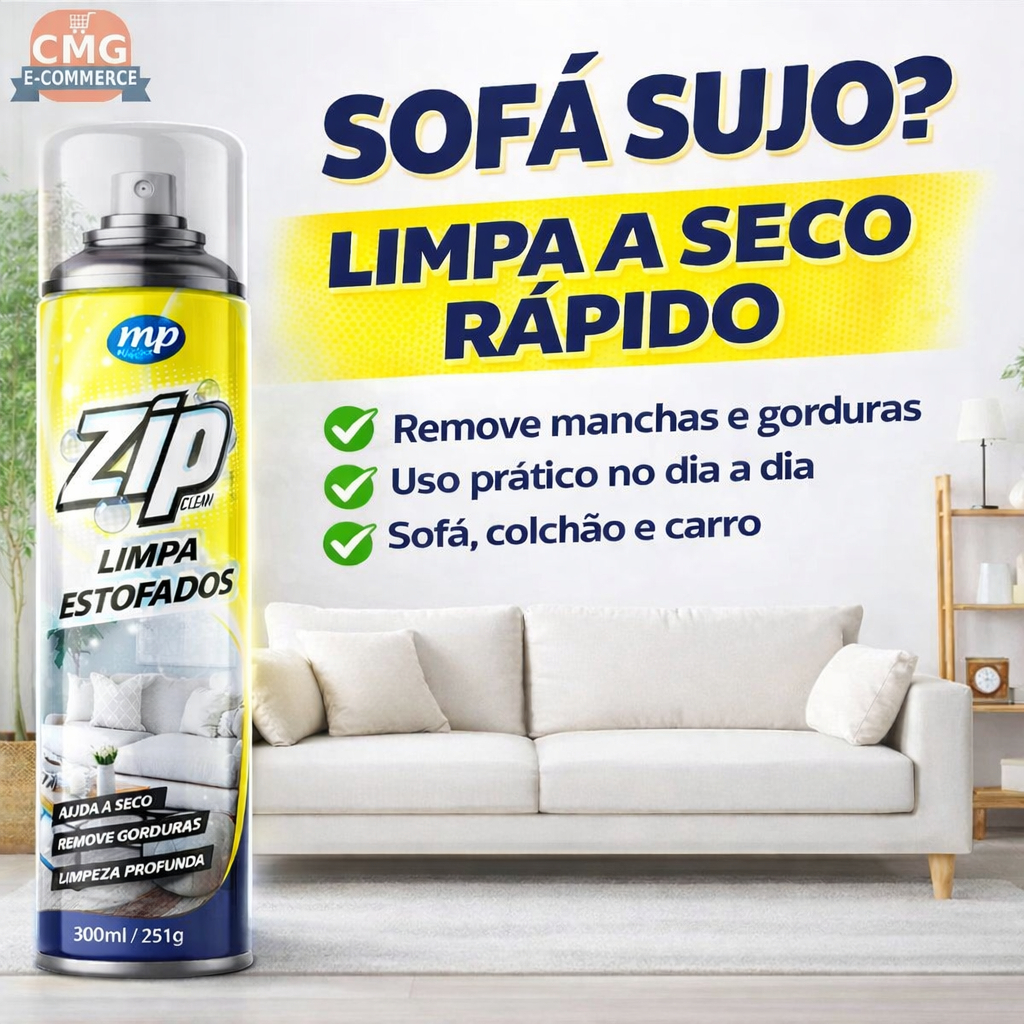 Zip Clean Limpa Estofados Espuma Magica Removedor Manchas Gordura Limpeza Profunda Sofa Carro 300ml em Oferta na Shopee