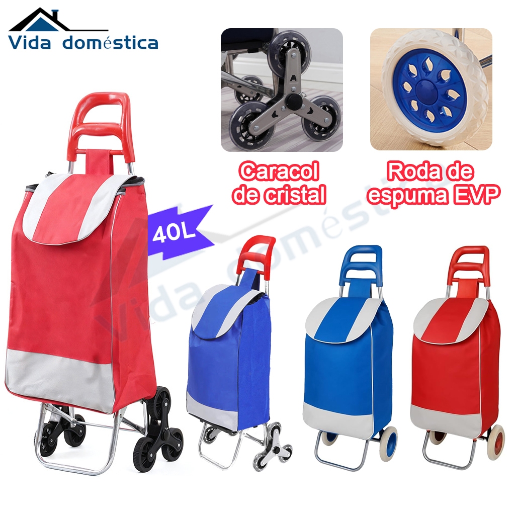 Carrinho de Compras Carrinho de Feira Supermercado Multiuso Feira Até 100Kg Com Rodinhas Dobrável Estampado Resistente em Oferta na Shopee