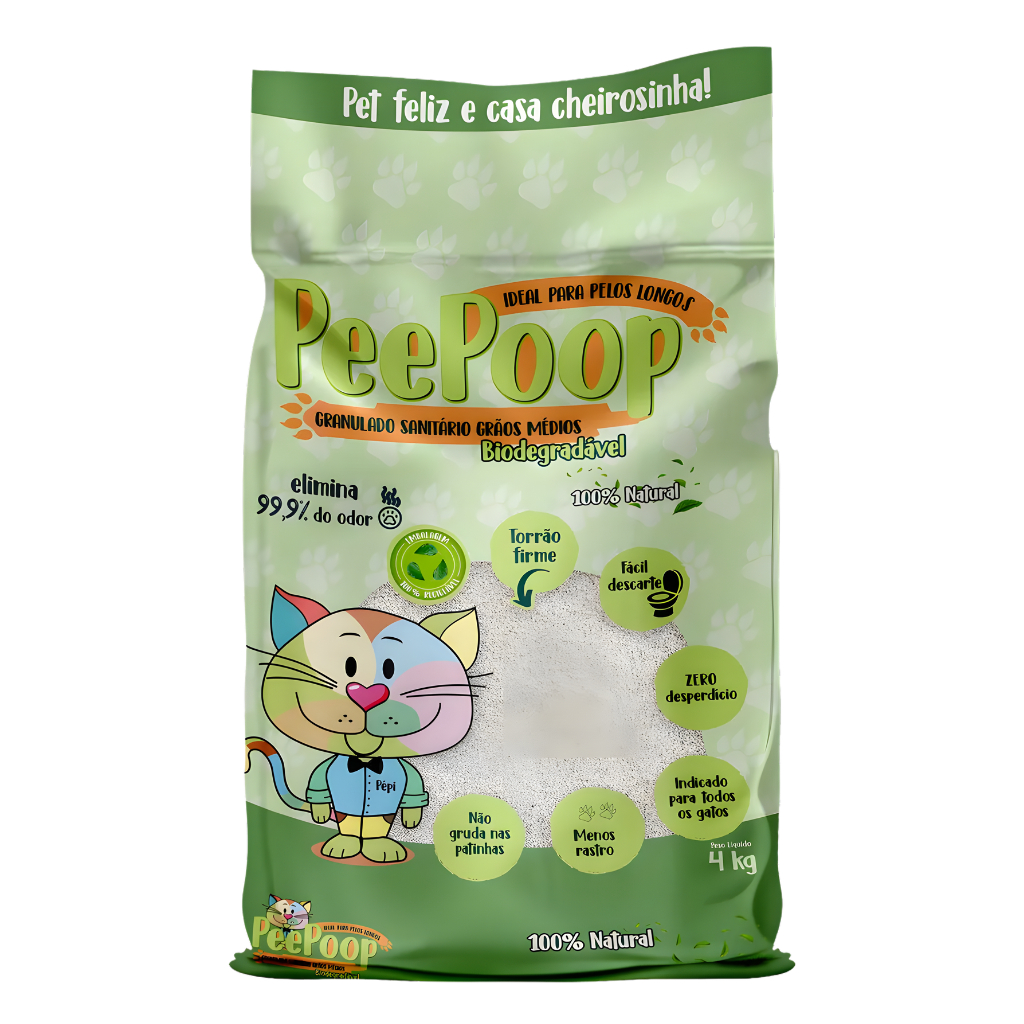 Areia Higienica Mandioca Peepoop Graos Medios Gatos - 4Kg em Oferta na Shopee