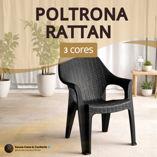Cadeira Poltrona Plástico Rattan Empilhável Escritório Varanda Piscina Salão Bar Jardim Área Lazer em Oferta na Shopee