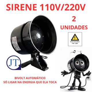 2 SIRENES BIVOLT 6 TONS 110V OU 220V  ( SÓ LIGAR NA ENERGIA SEM FONTE ) em Oferta na Shopee