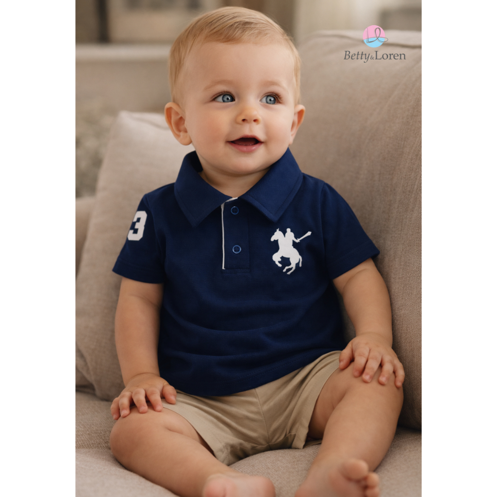Camiseta Polo Bebe Estilosa Cores variadas Moderna Confortável 100% Algodão