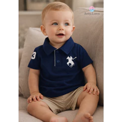 Camiseta Polo Bebe Estilosa Cores variadas Moderna Confortável 100% Algodão