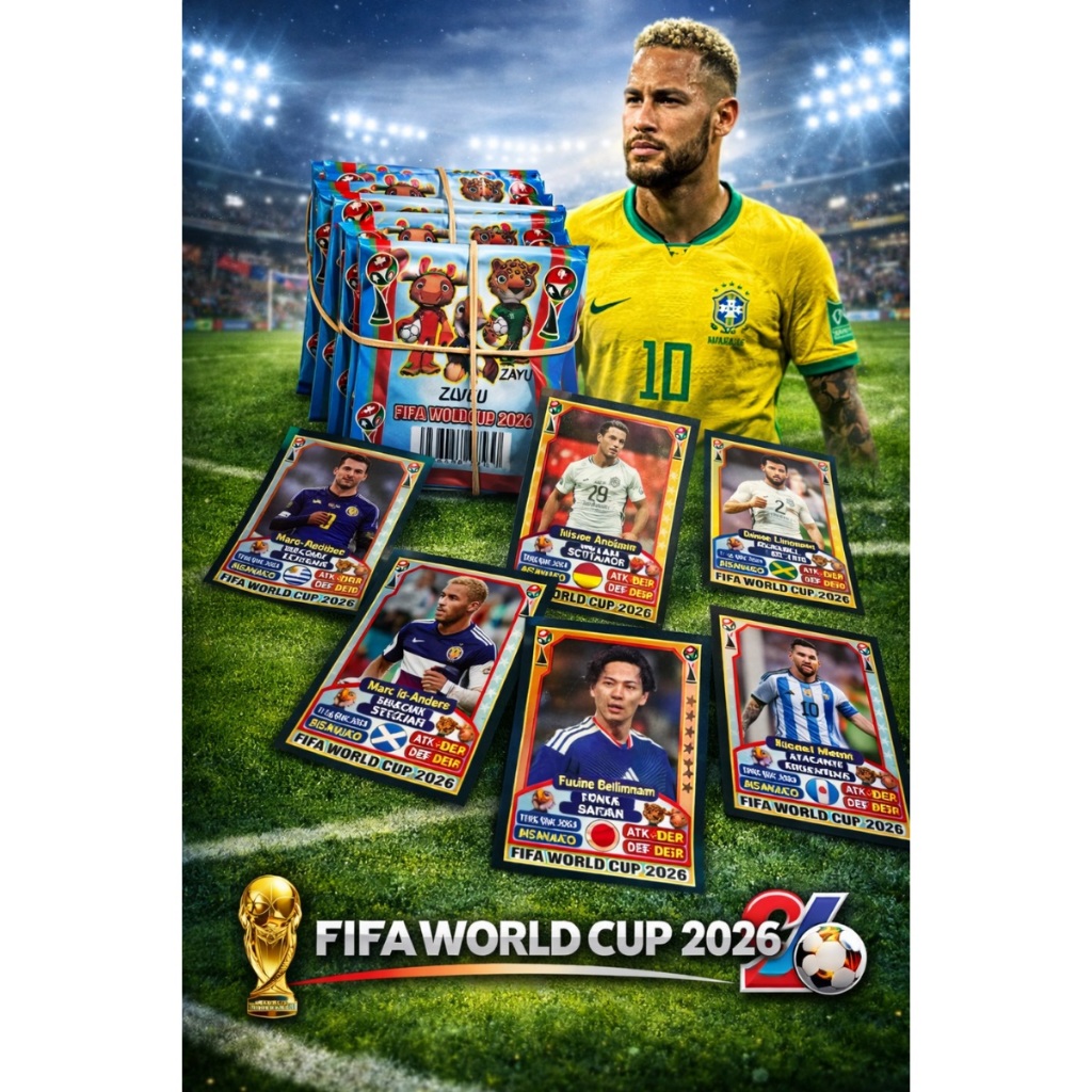 Kit 200 Cards Copa 2026 Futebol 50 Pacotinhos Bafo Fechado Copa do Mundo de Futebol 2026 Melhores jogadores de Futebol
