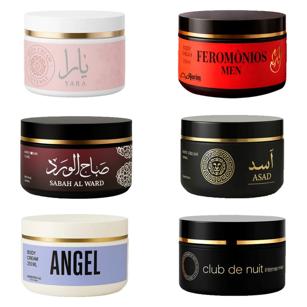 Creme Hidratante Árabe Asad Yara Fakhar Rose Club de Nuit Royal Amber Sabah Angel Pote Grande 250ml em Oferta na Shopee