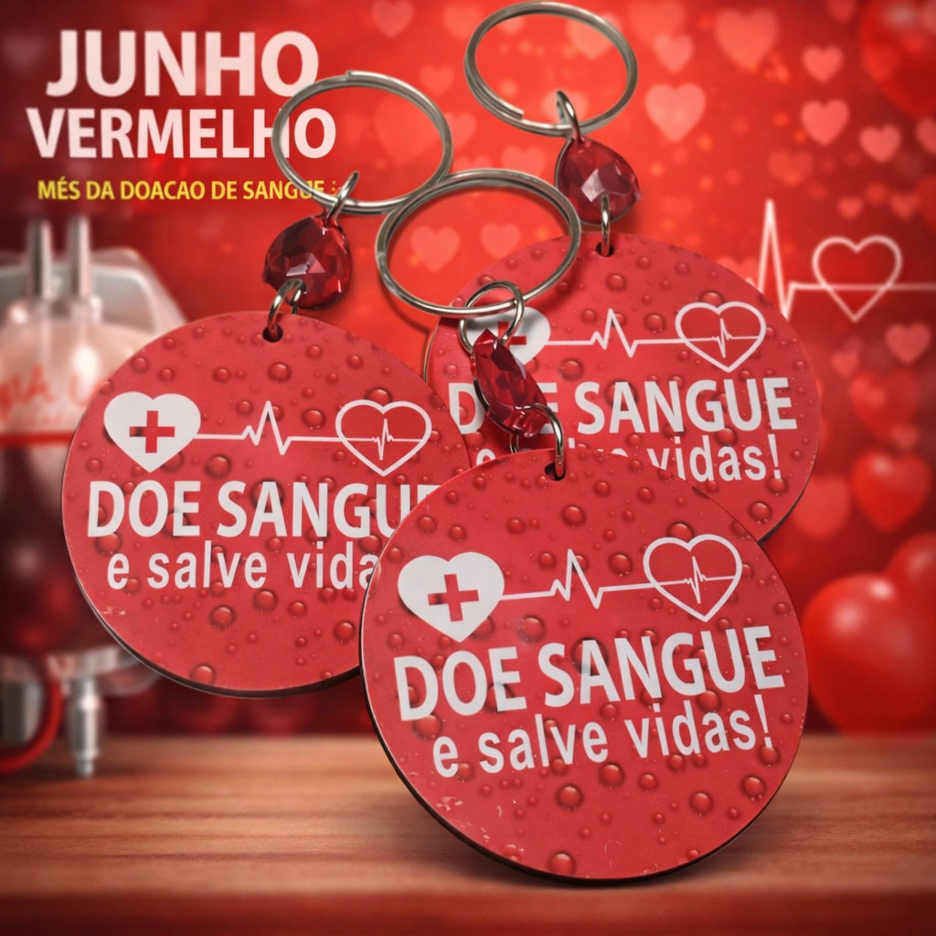 Kit 50 Chaveiros Mdf Lembrancinha Campanha Doe Sangue