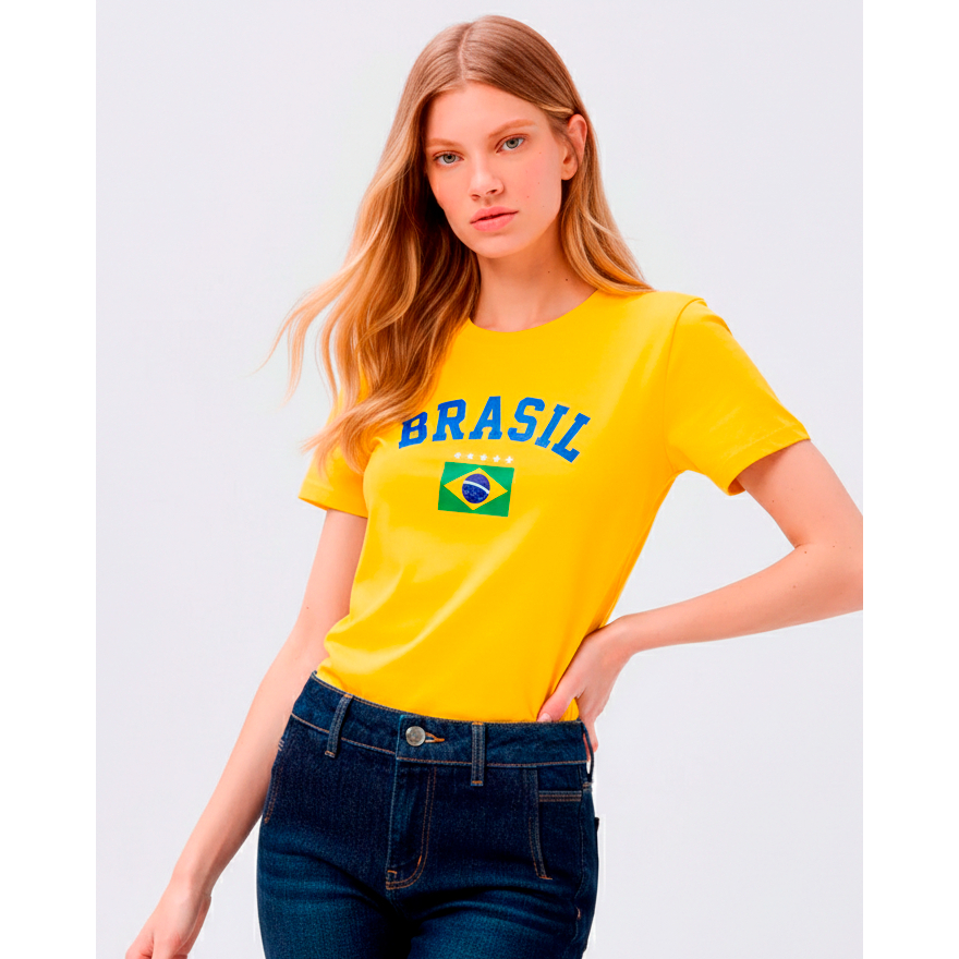 Camiseta Brasil Feminina Copa do Mundo 2026 Oficial – Camisa Seleção Brasileira Bandeira do Brasil