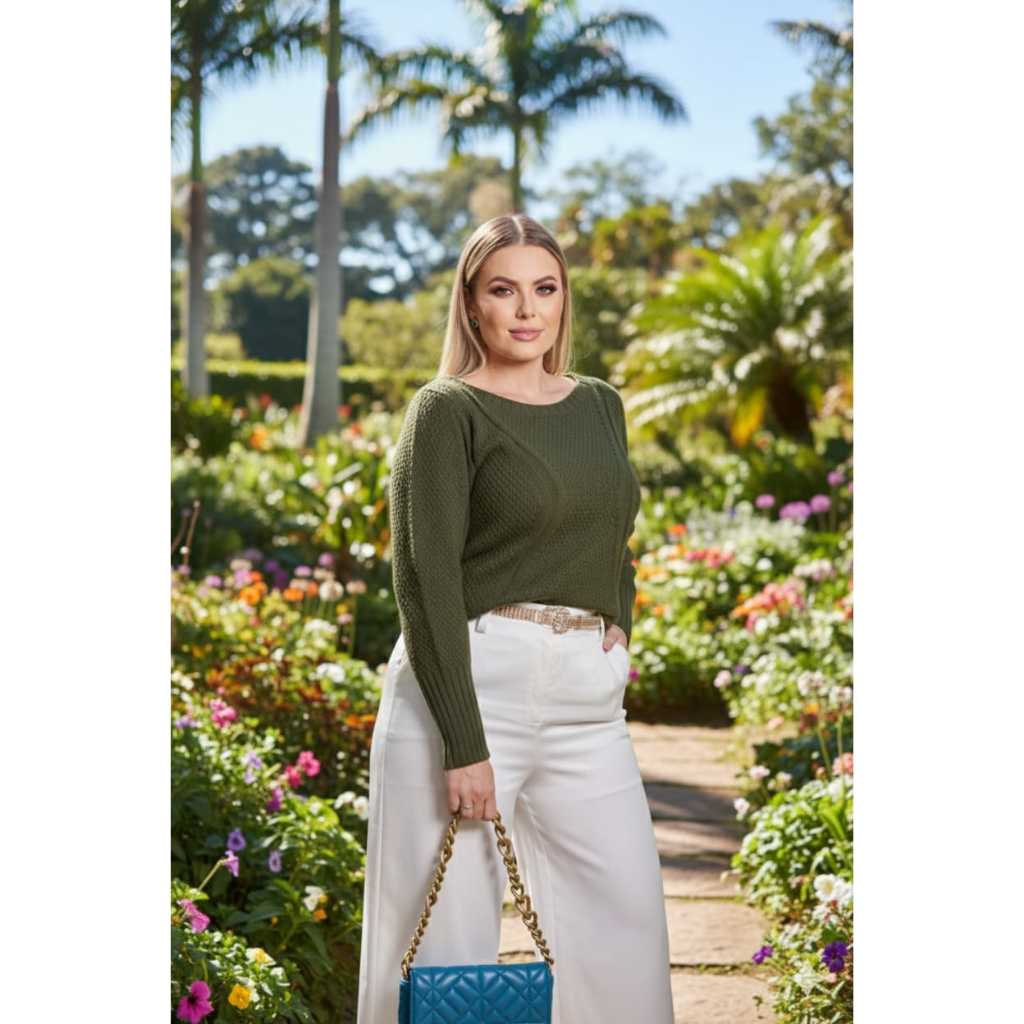 Blusa de Frio Tricot Feminina Suéter Básica Manga Longa Inverno Marister Malhas Blusa de Frio Tricot Feminina Suéter Básica Manga Longa Inverno Marister Malhas