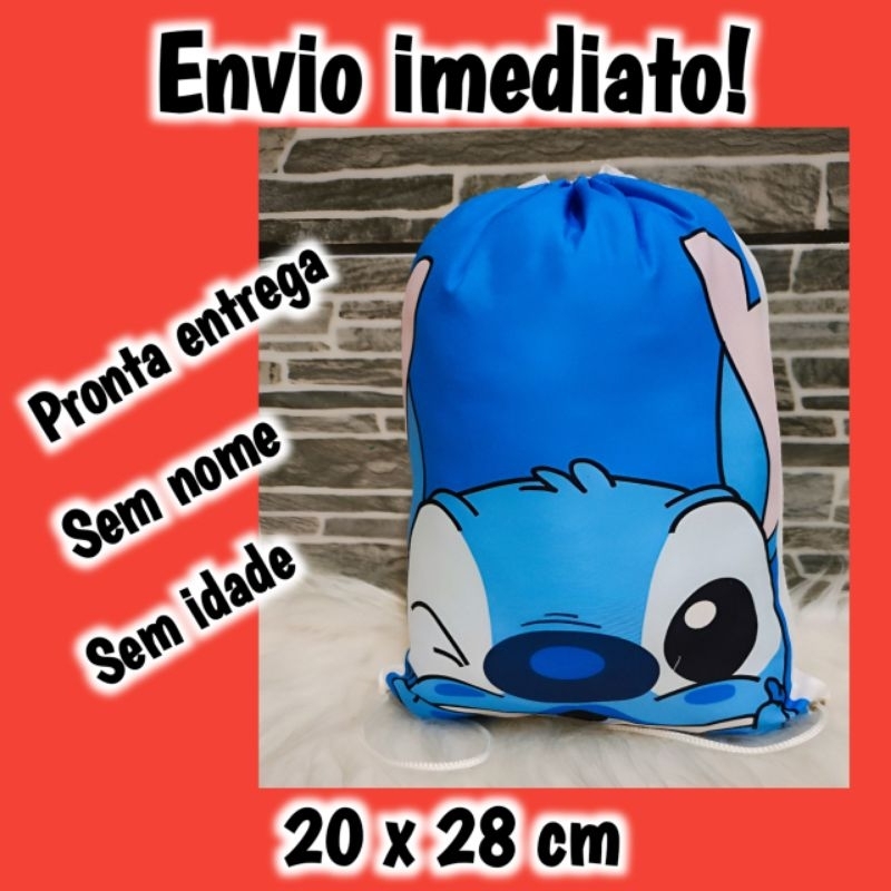 Mochilinha Temática Stitch Sem nome Envio Imediato 20 x 28 cm