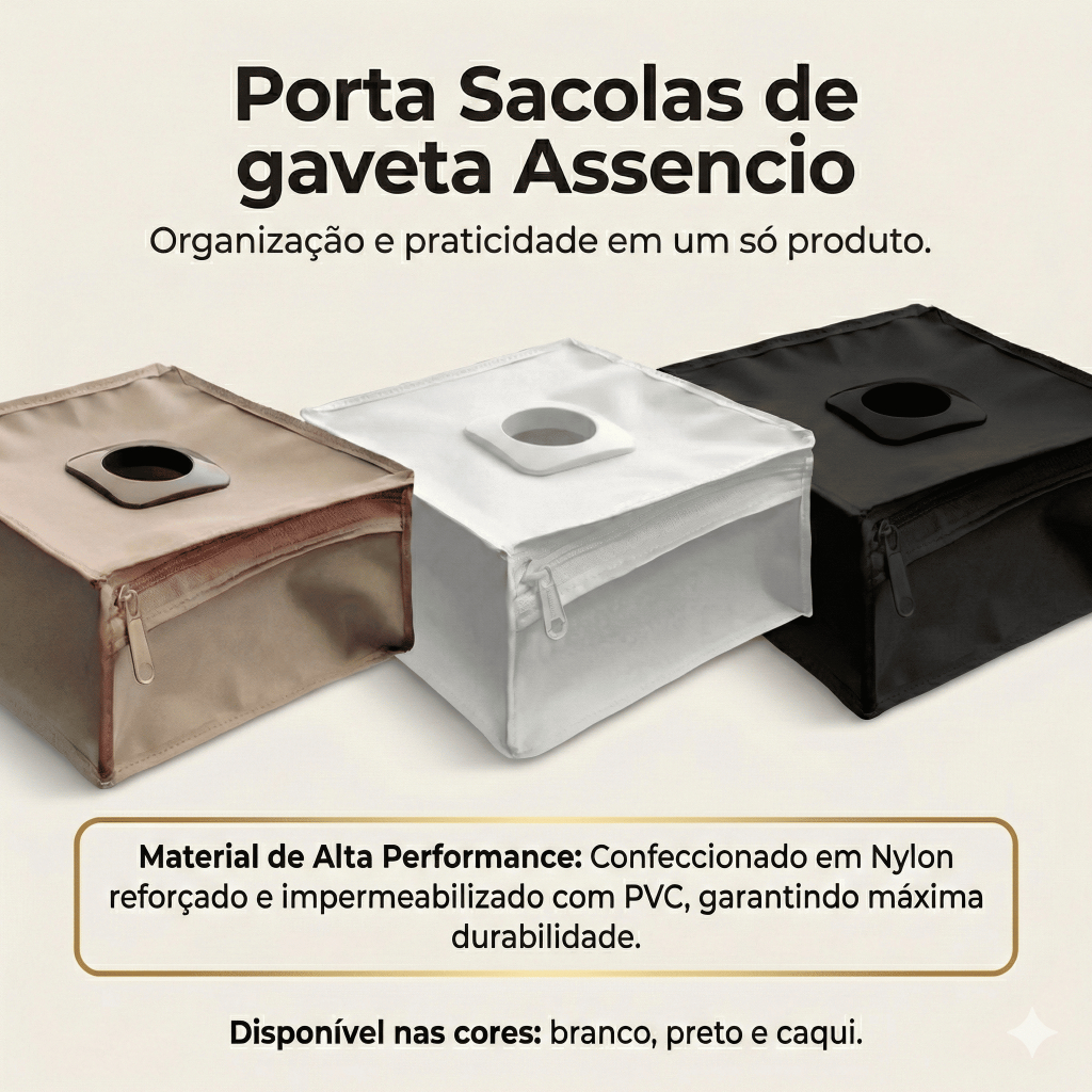 Puxa Saco  Porta Sacolas para gaveta Organizador de Sacolas Plásticas Compacto Premium