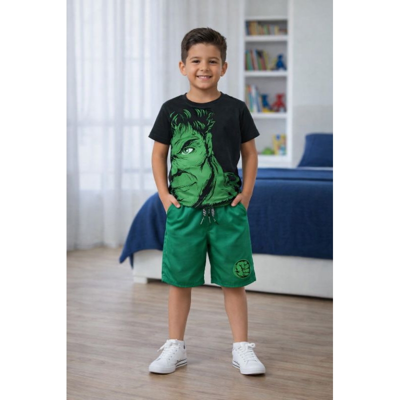 conjunto infantil menino do hulk fantasia