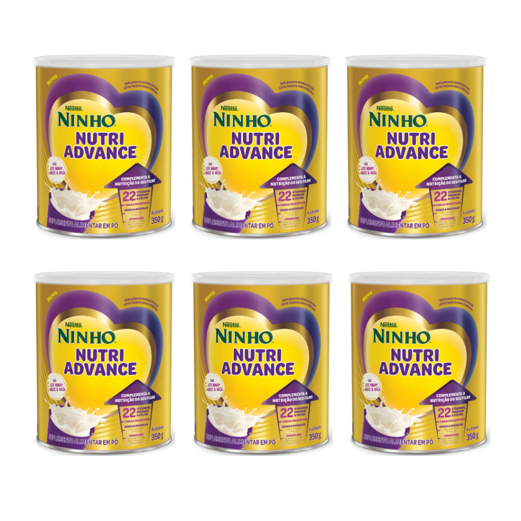 Kit 6 Latas Ninho Nutri Advance Mix Leite Arroz E Aveia 350g