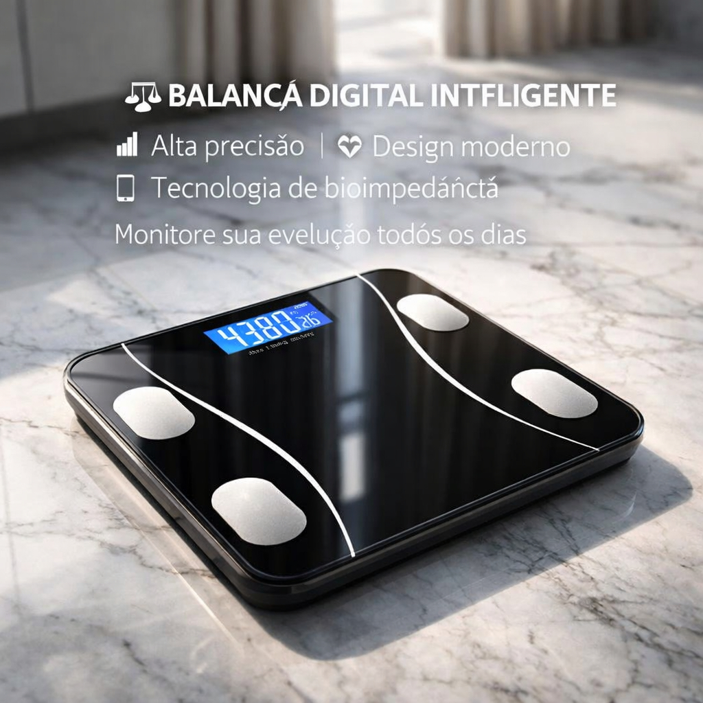 Balança Bioimpedância Digital Medidora Corporal Aplicativo Bluetooth USB Fitness 180kgProfissional