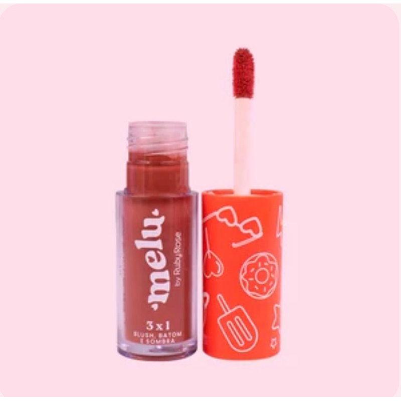 Blush Batom Sombra 3X1 Honey Rr11001 Melu Rubyrose