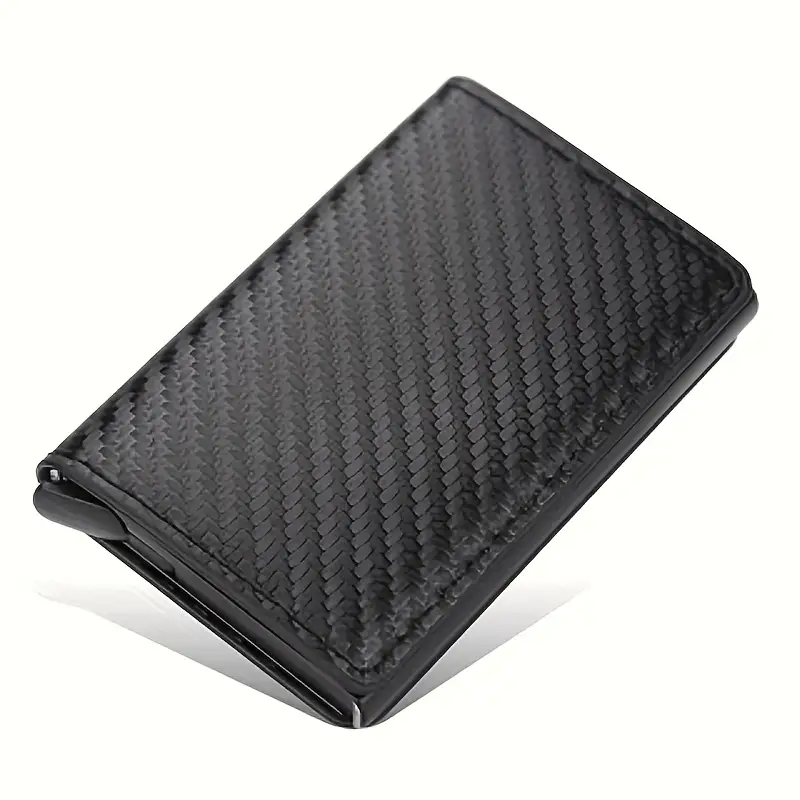 Porta Cartões De Crédito  Bloqueio Couro Automático Pop Up Carteira De Alumínio Slim Pocket Bifold Business em Oferta na Shopee