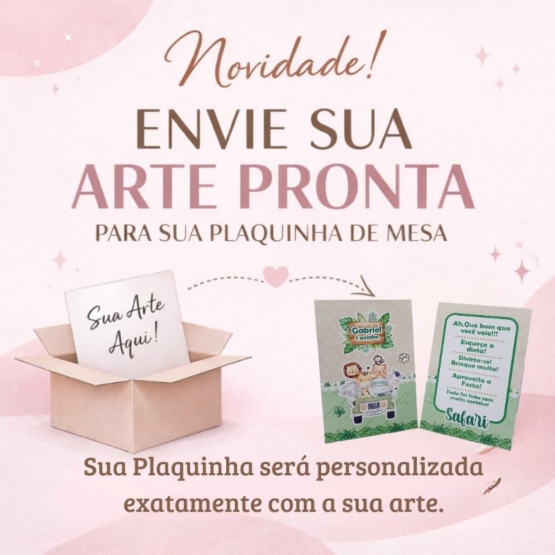 Kit Plaquinha Personalizada - Envie sua Arte aqui - Todos os temas- Centro de Mesa Festa - Decoração