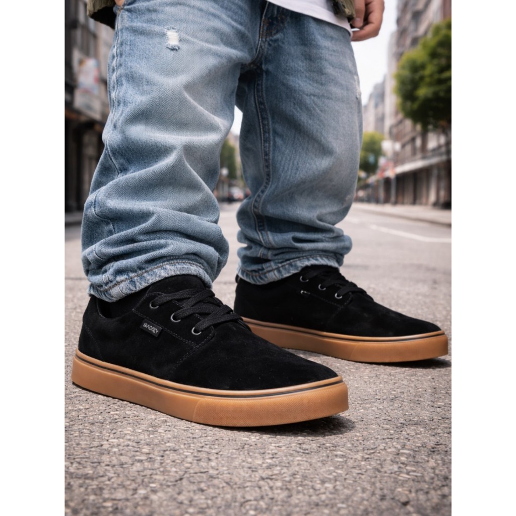 Tênis Skate Skatista Masculino Feminino Camurça Preto Oadsey