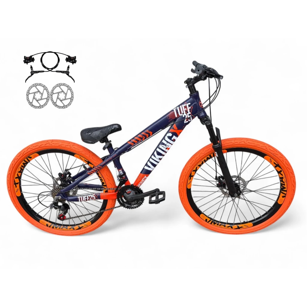 Bicicleta Aro 26 Vikingx Tuff25 Freio a Disco Hidráulico  Downhill 21v Aro Vmaxx Pneu Flame laranja