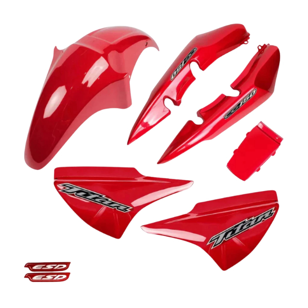 Kit Carenagem Titan 150 Vermelha 2004 2005 2006 2007 2008 + Adesivos em Oferta na Shopee