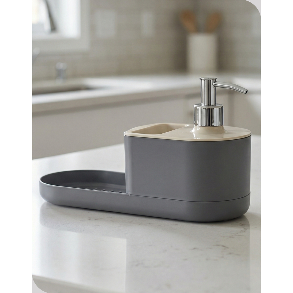 Porta Detergente e Sabonete Líquido Arth Preto – Com Porta Bucha e Dispenser para Sabão em Barra em Oferta na Shopee