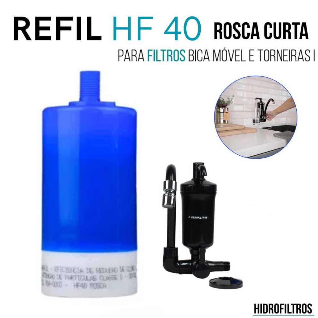 Kit 1, 2 ou 3 Refil Vela HF-40 Rosca Curta Universal para Filtro Torneira Bica Móvel Pop One em Oferta na Shopee