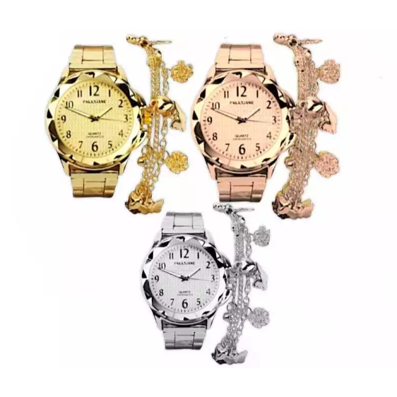 Conjunto Kit 1/2/3 un Relógio Feminino Dourado Banhado a Ouro 18k Original Resistente a água + Pulseira Dourada em Oferta na Shopee