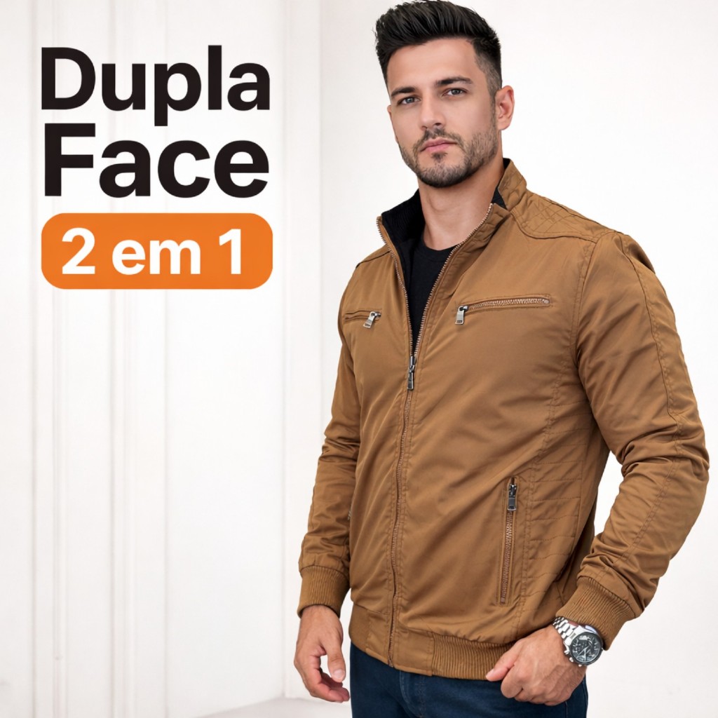 Jaqueta Masculina Bomber Dupla Face Corta Vento Forrada Impermeavel Frio Inverno