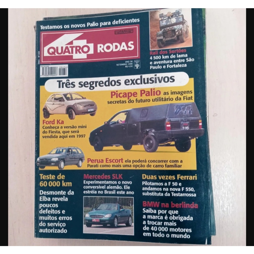 Revista Quatro Rodas 434 1996 Strada Ka Escort Sw Mercedes Slk Elba