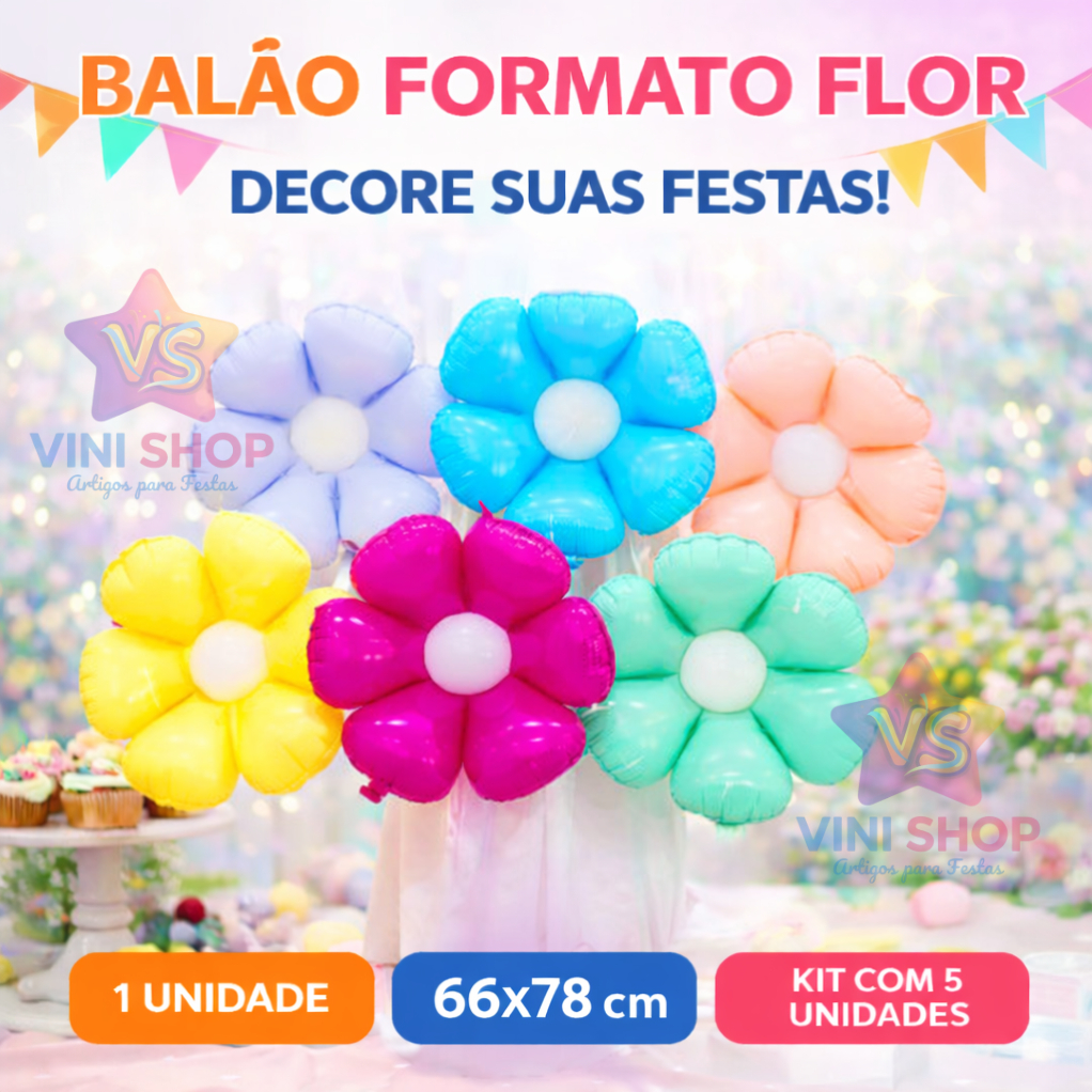 Balão Formato Flor Gigante 66x78cm – Destaque Perfeito para Decorações em Oferta na Shopee