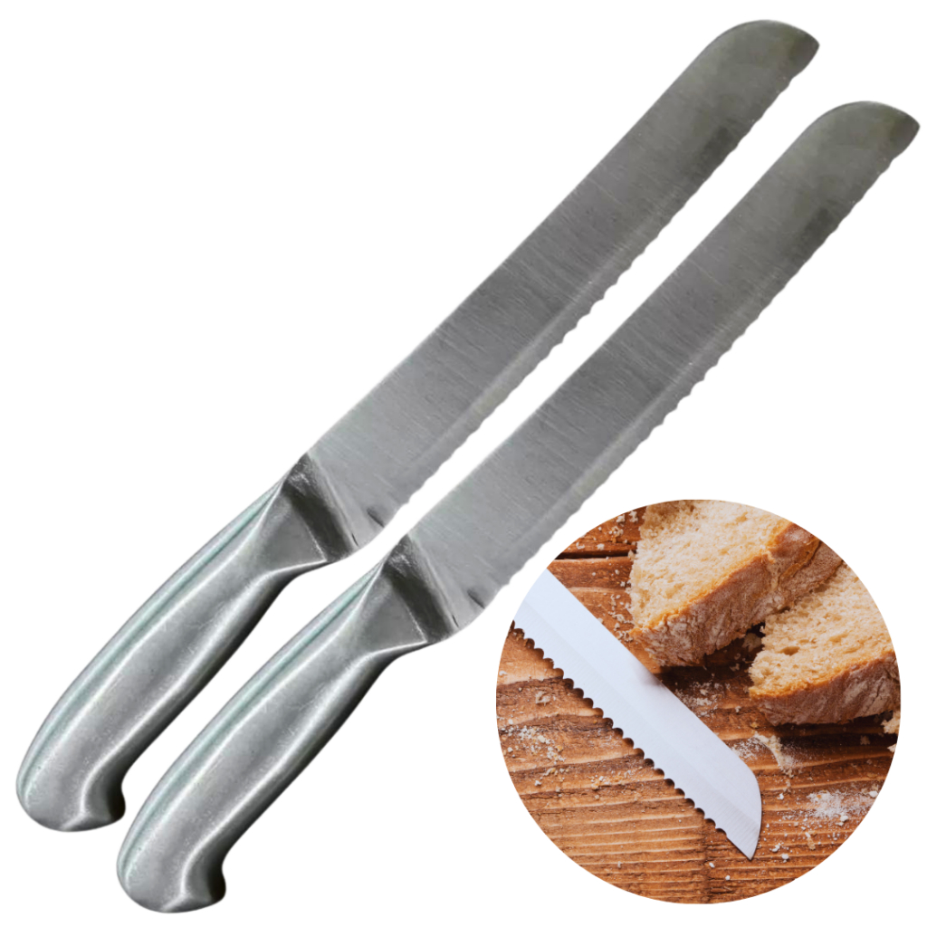 Faca Pão 100% Aço Inox Escovado 8" Cabo Interiço 32cm Lâmina Serrilhada Utensilio Cozinha Padaria em Oferta na Shopee
