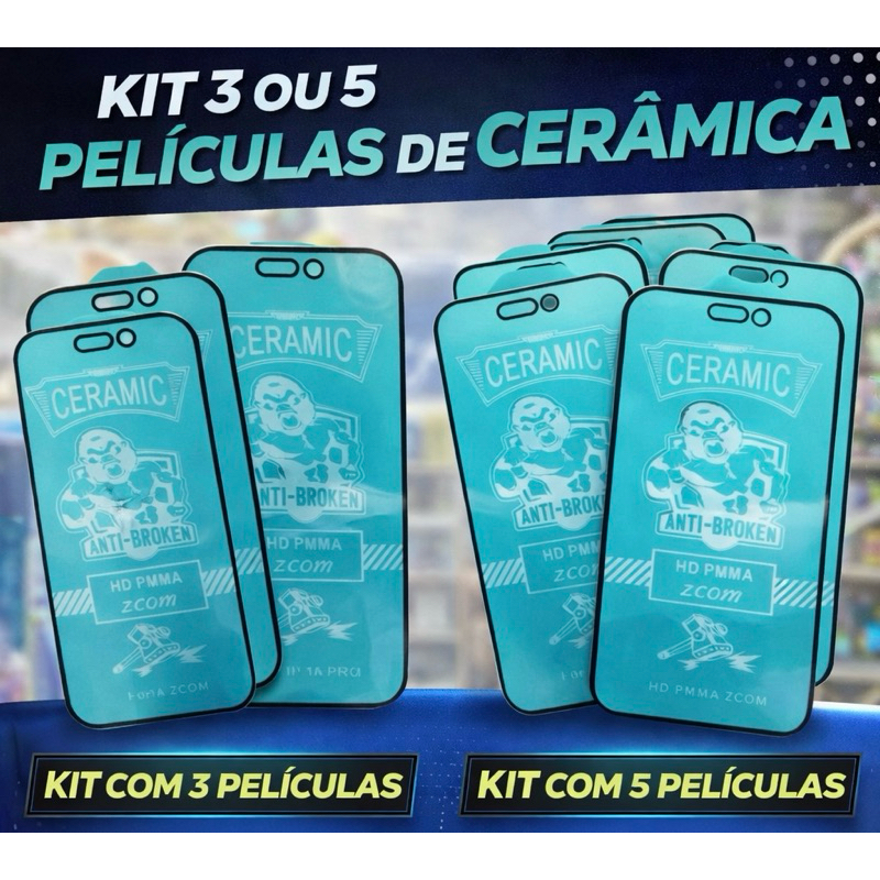 kit 5pcs  kit 3 pcs película de Cerâmica para iphone 17 16 11 12 13 14 15 16promax em Oferta na Shopee