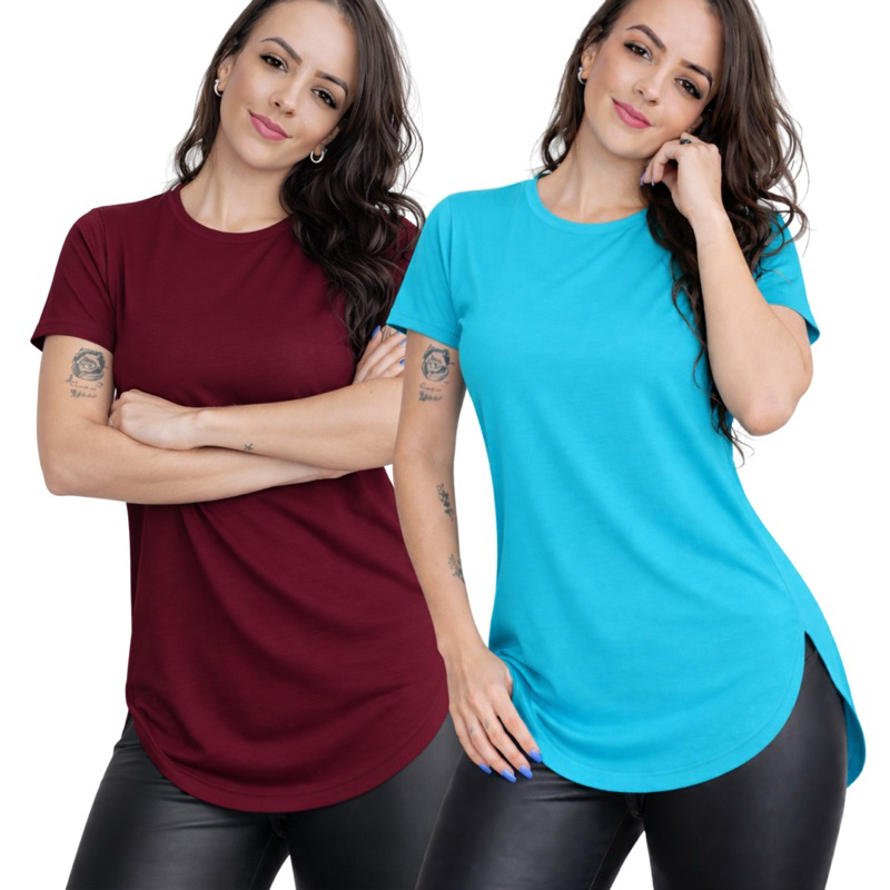 Kit 2 Camisetas Dry Fit Tapa Bumbum UV Feminina Academia Treino Fitness Leve Confortável em Oferta na Shopee