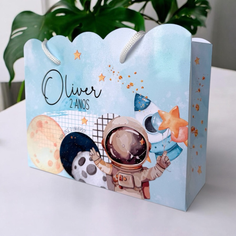 Sacolinha ASTRONAUTA Personalizada / Bolsinha Lembrancinha Aniversário / PEGUE E MONTE