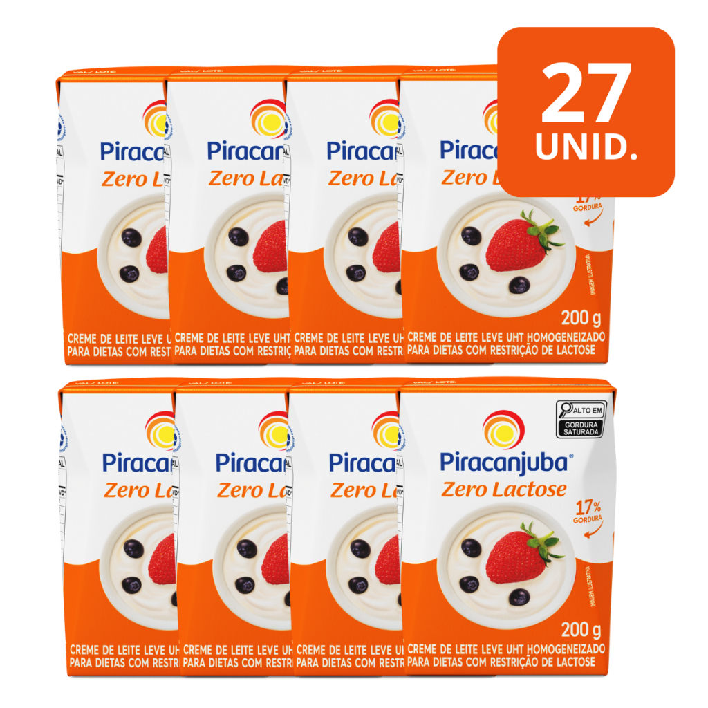 KIT 27 Creme de Leite Zero Lactose 200g Piracanjuba em Oferta na Shopee