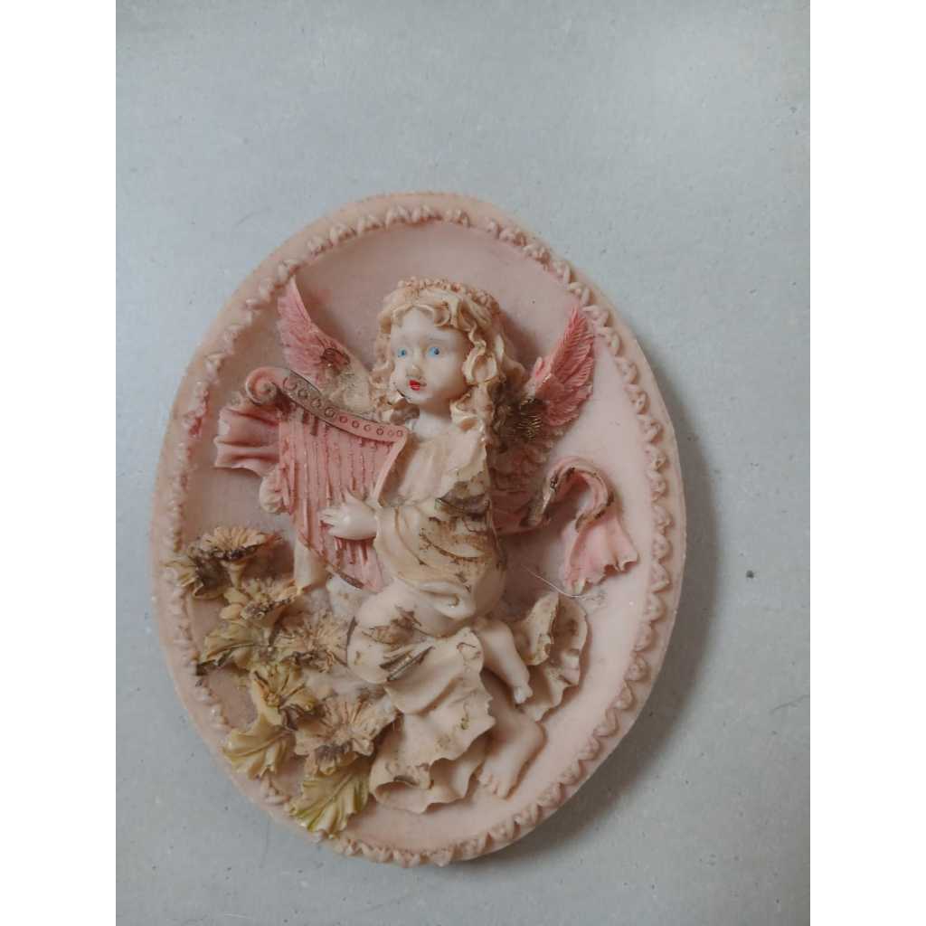 mini quadro vintage antigo quadrinho resina 1950 pintado a mão antiguidade shabby chic afrescos
