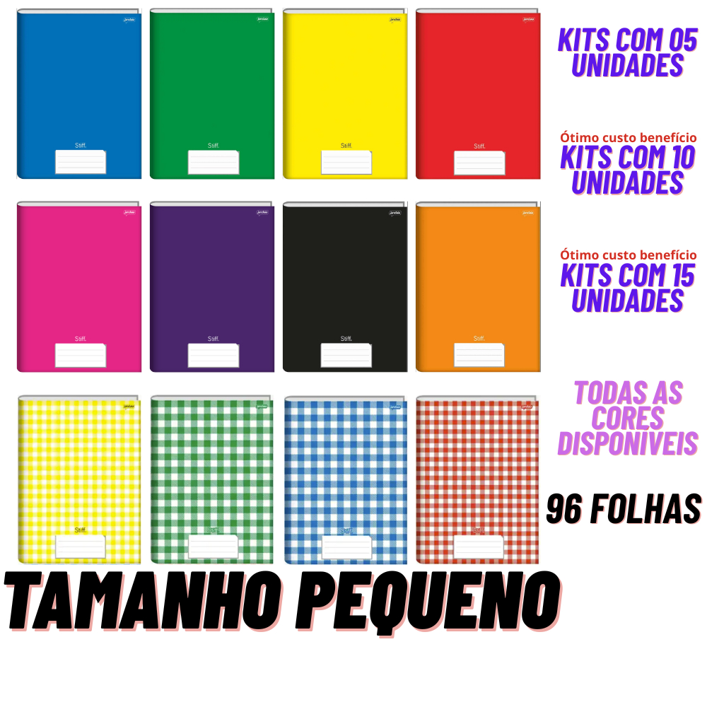 Kit 5/10/15 Cadernos Brochura PEQUENO 96 folhas capa dura Jandaia Caderno Brochurao Papelaria em Oferta na Shopee