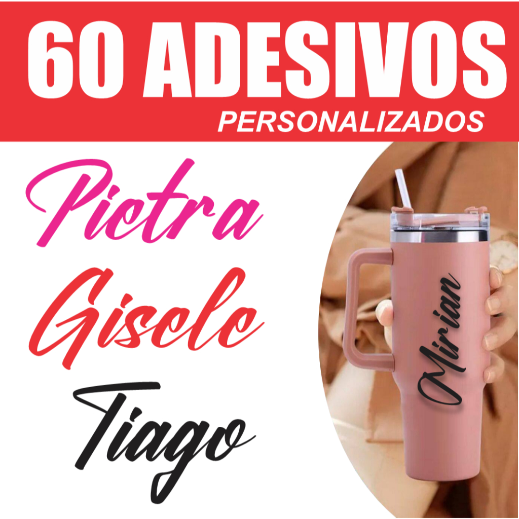 60 Adesivos de Nomes Personalizados – Ideal para Taças, Garrafinhas, Cadernos, Copos e Muito Mais em Oferta na Shopee