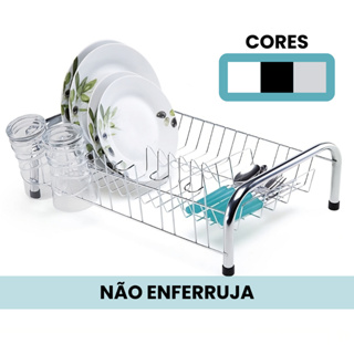 Escorredor De Louça Cozinha Grande Cromado Com Porta Copos em Oferta na Shopee