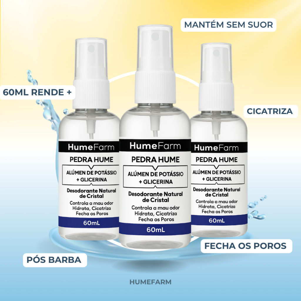Pedra Hume Spray 60ml Com Glicerina Rende 300 Aplicações Desodorante de Cristal em Oferta na Shopee
