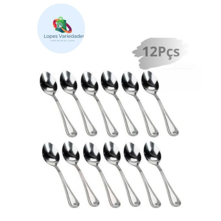 12 Colher Sobremesa Café Sorvete Chá Cozinha Aço Inoxidável Talheres