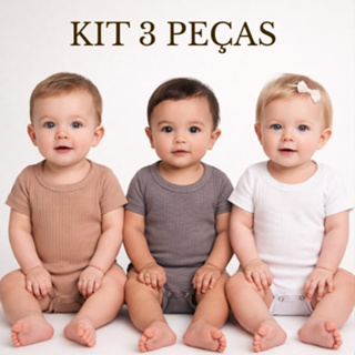 Kit 3 Peças Body Ribana Canelado Bebe Conforto e Praticidade de Alta Qualidade Bory Básico 81 em Oferta na Shopee