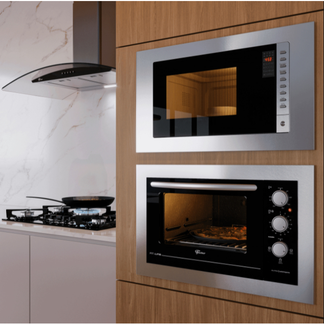 Imagem Kit Micro-ondas de Embutir 25L E Forno Elétrico de Embutir 48L Fischer Inox