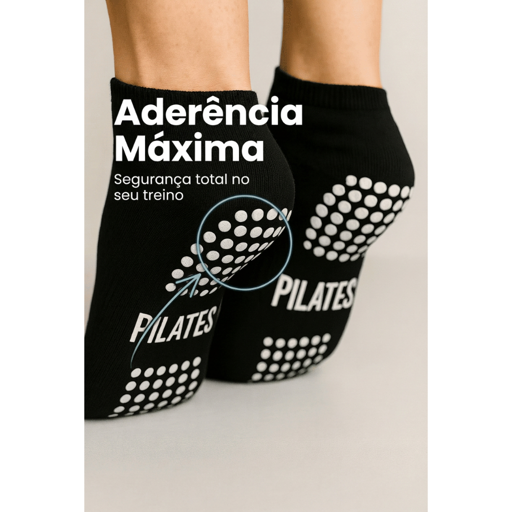 Imagem Kit 4 a 12 Pares Meia Antiderrapante Profissional para Pilates e Yoga Unissex.