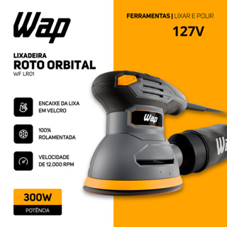 Lixadeira Roto Orbital WAP WF LR01 com Encaixe de Lixa em Velcro E 300W 127V em Oferta na Shopee