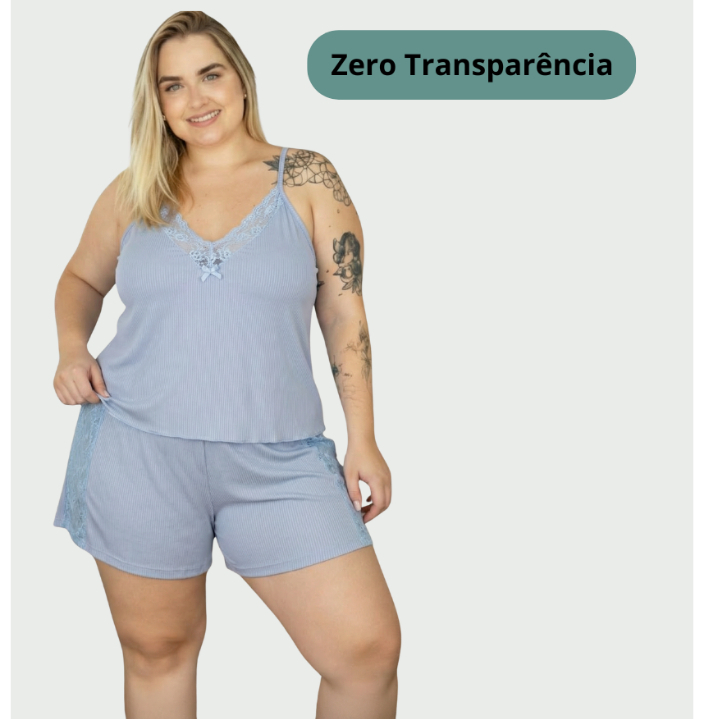 Baby Doll Short Doll Pijama Plus size de Suede Canelado Com Renda – Conforto e Estilo