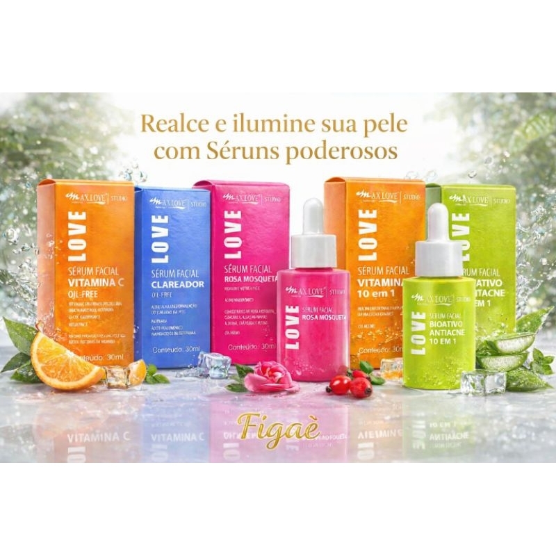 kit Sérum Facial Max Love  para Brilho Hidratação e clareamento e Antacne em Oferta na Shopee