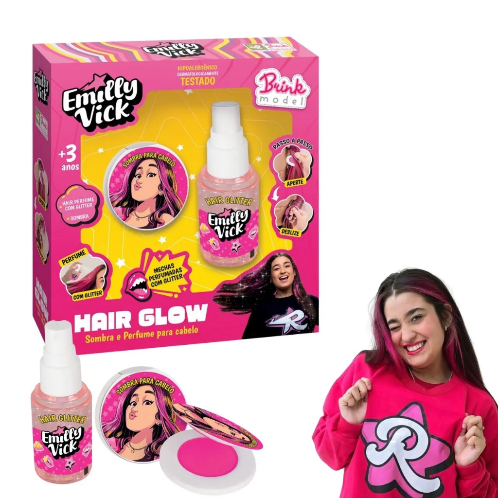 Kit De Cabelo Emilly Vick Infantil Perfume E Sombra Capilar - Brink Model em Oferta na Shopee